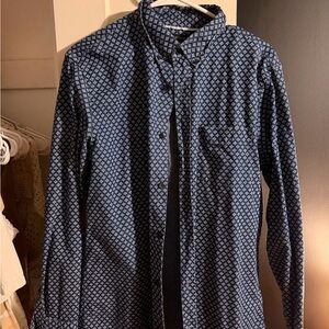 Banana Republic Navy Geometric Button Down Shirt